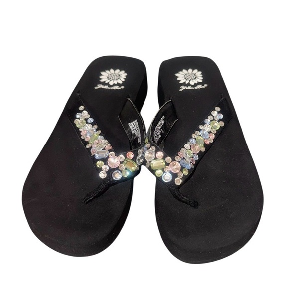 YELLOW BOX SANDSTONE Rhinestone flip flops sandals women’s shoes size 8 - Picture 3 of 12